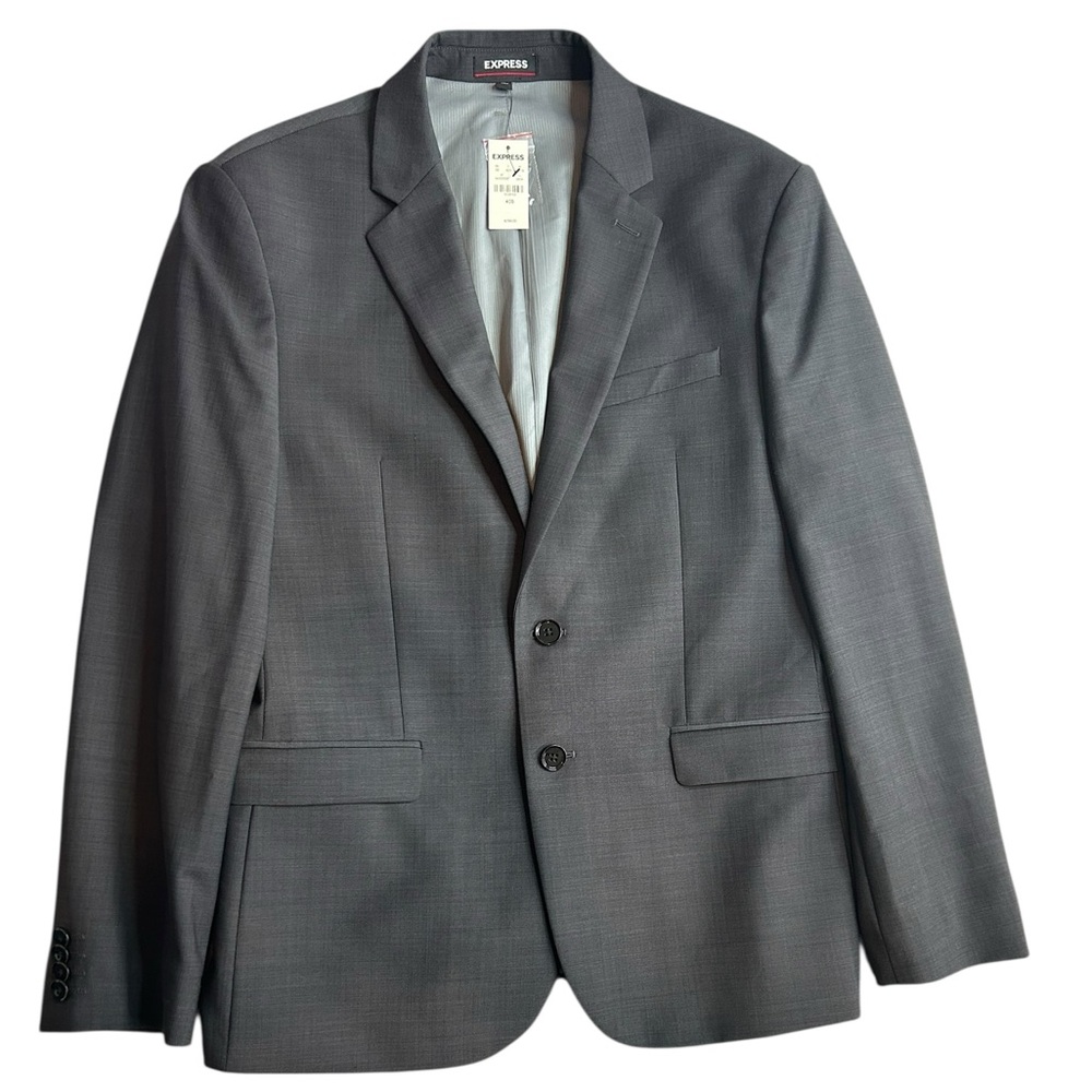 Express Men’s Slim Fit 2-Button Suit Blazer Jacket 40S‎ Charcoal Gray NWT $298